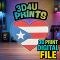 Puerto Rican Flag Heart Pop Can Opener - 3MF File