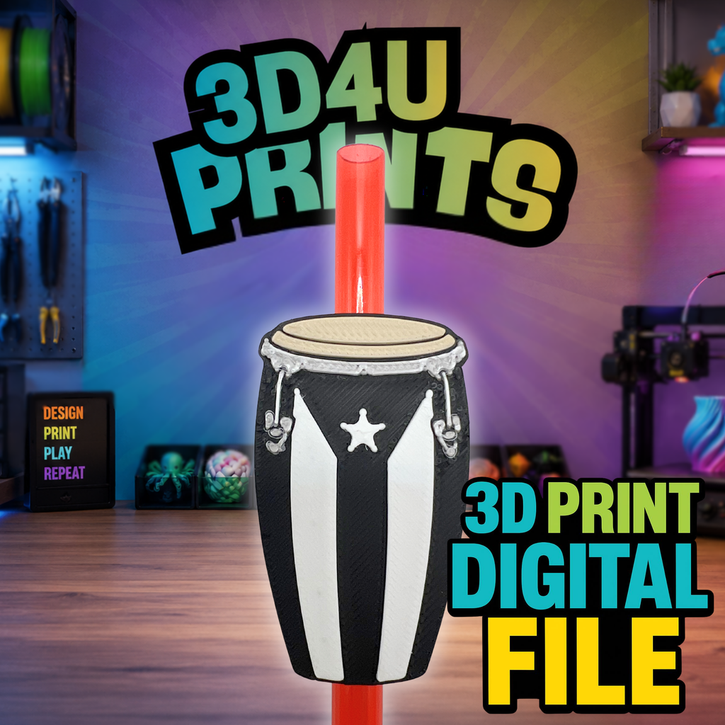 Puerto Rican Conga Straw Toppers - 3MF File
